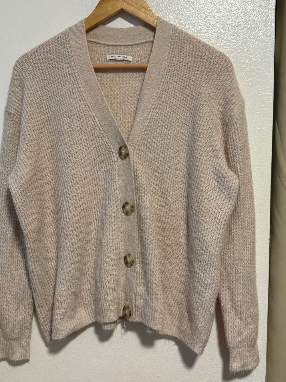 Cozy V-Neck Button Cardigan Sweater - Muted Pink